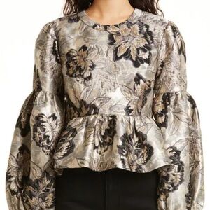 Mille Ophelia Metallic Peplum Top